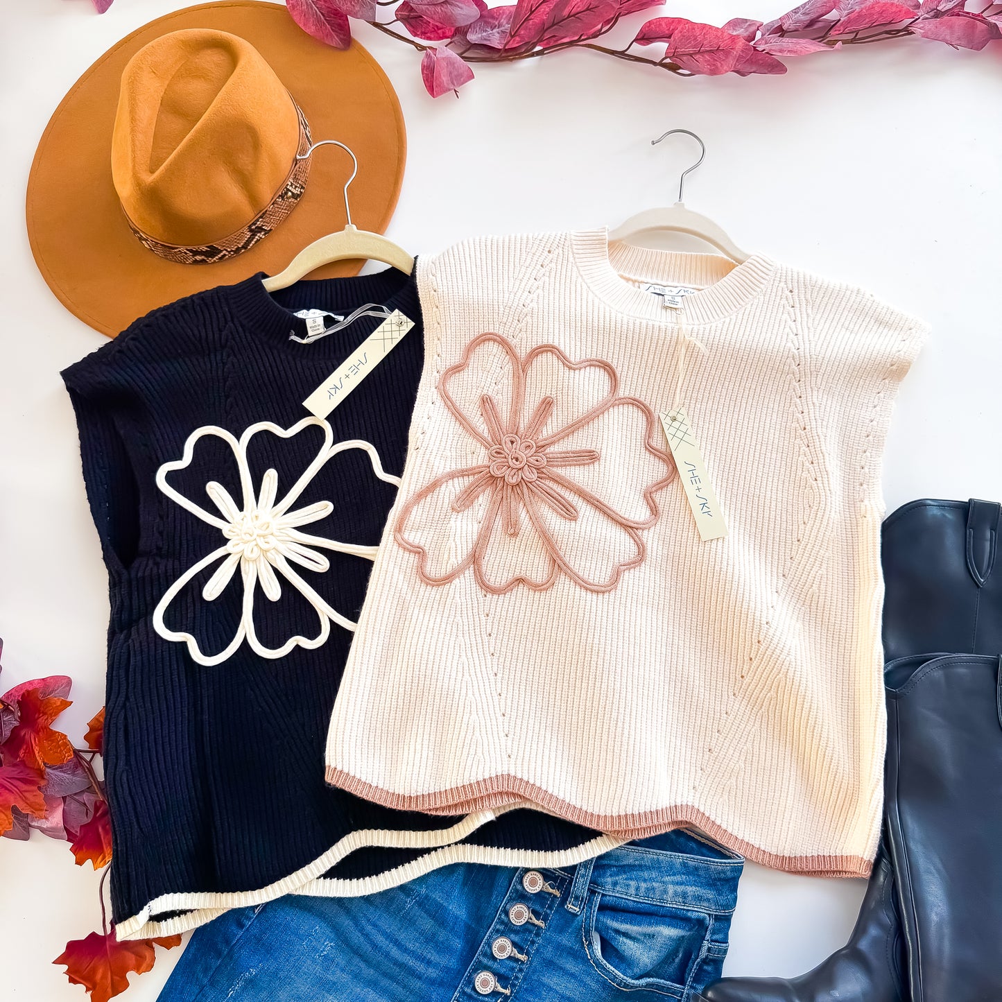 Floral Scallop Hem Sweater Top