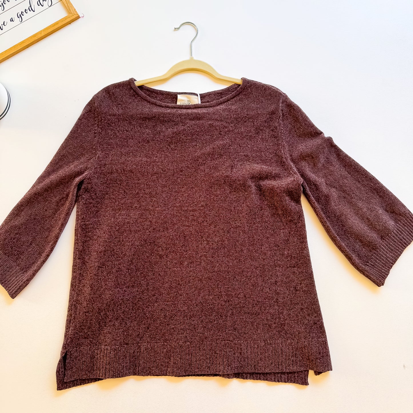 Cocoa Velvet Chenille Bell Sleeve Sweater