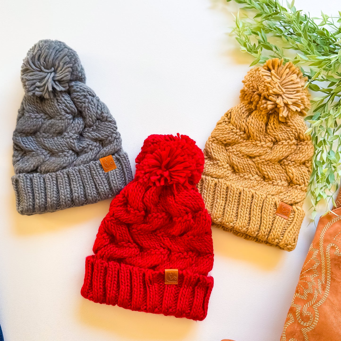 Fireside Chunky Cable Knit Pom Beanie
