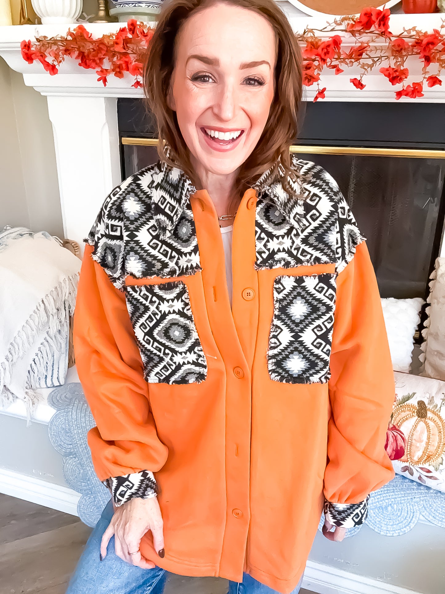 Spice Shacket with Print Details