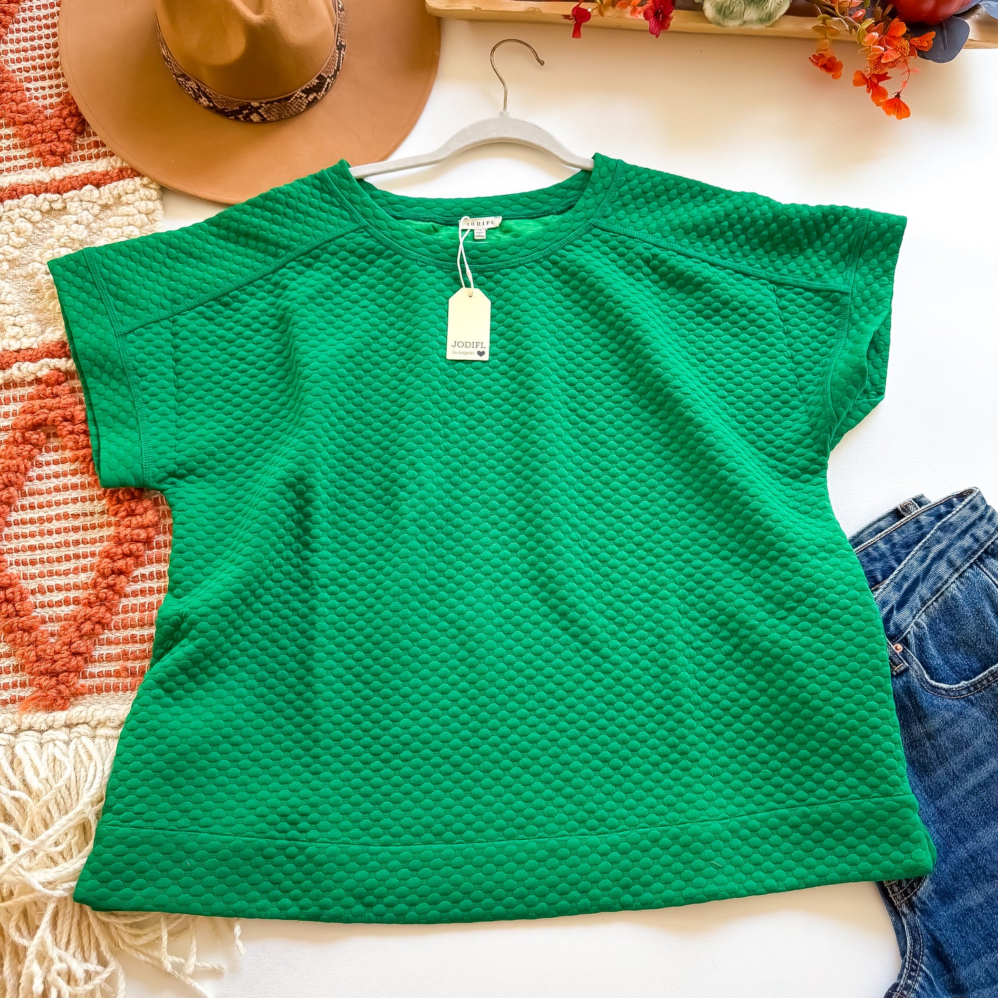 Textured Green Blouse | JODIFL