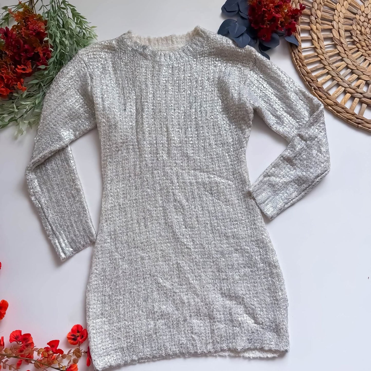 So Me/Bibi Silver Shimmer Sweater Dress