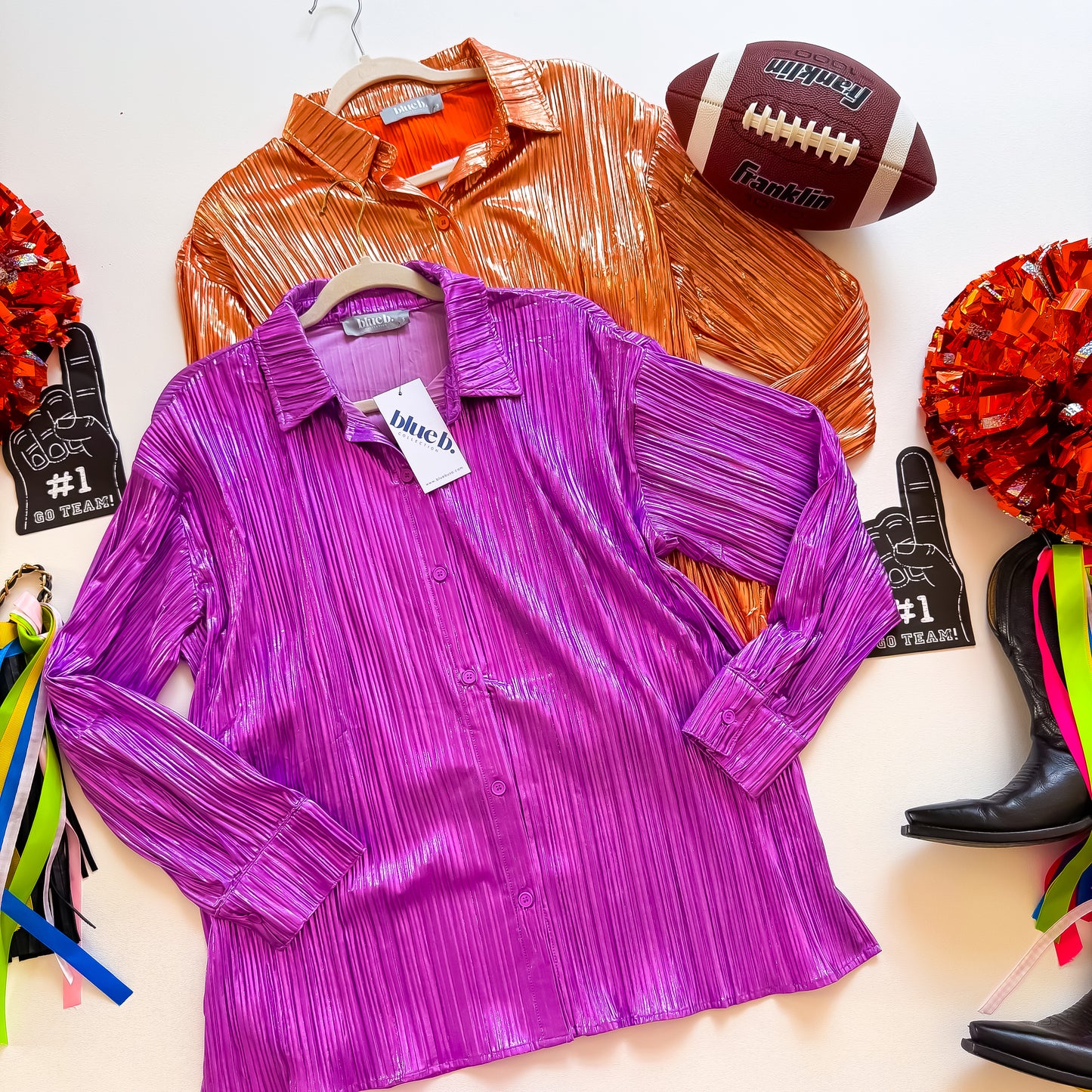 Stadium Lights Metallic Plissé Button-Up