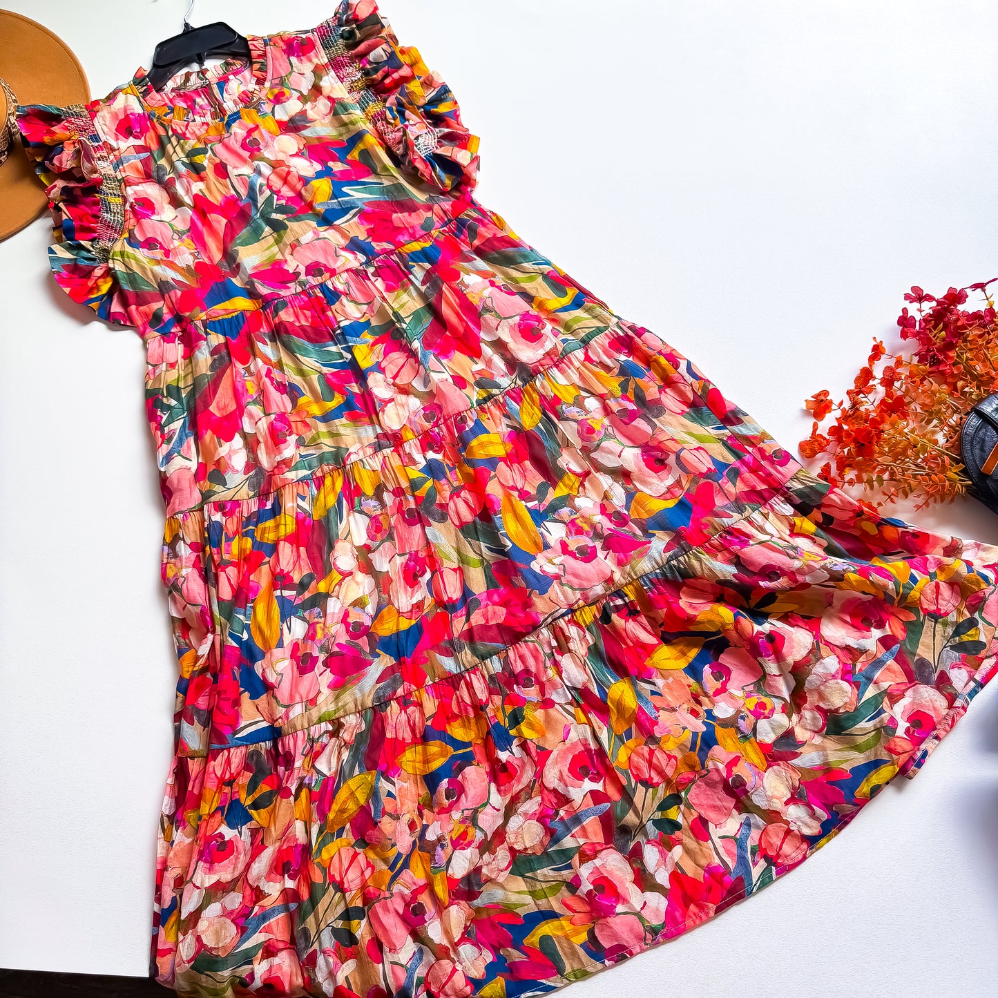 Pink & Orange Floral Statement Dress