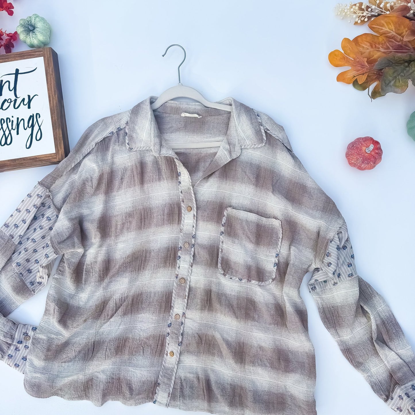 Hayride Haze Striped Button-Up
