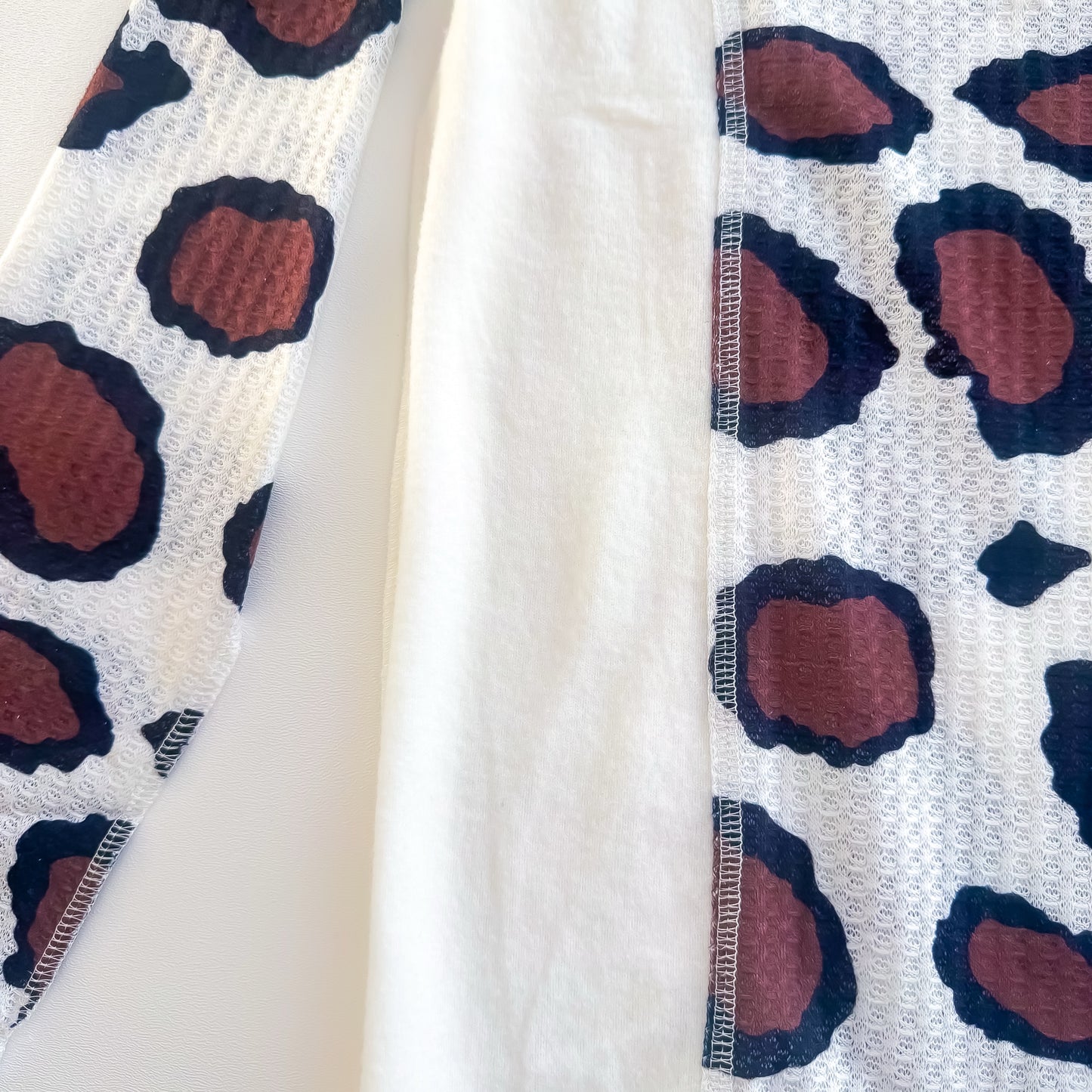 Leopard waffle knit henley close up