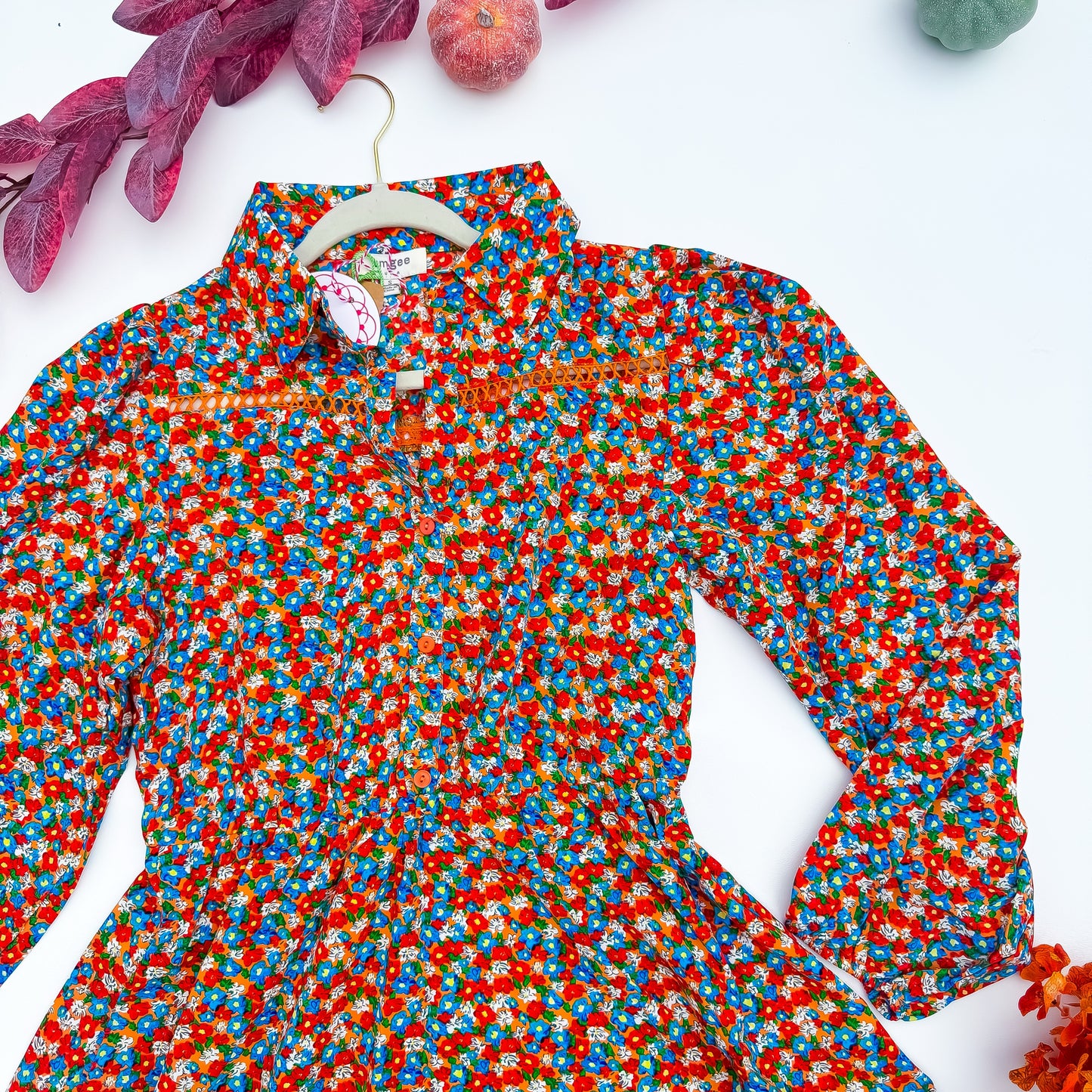 Wildflower Marigold Button-Up Mini Dress