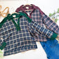Cozy Plaid Contrast Sleeve Pullover