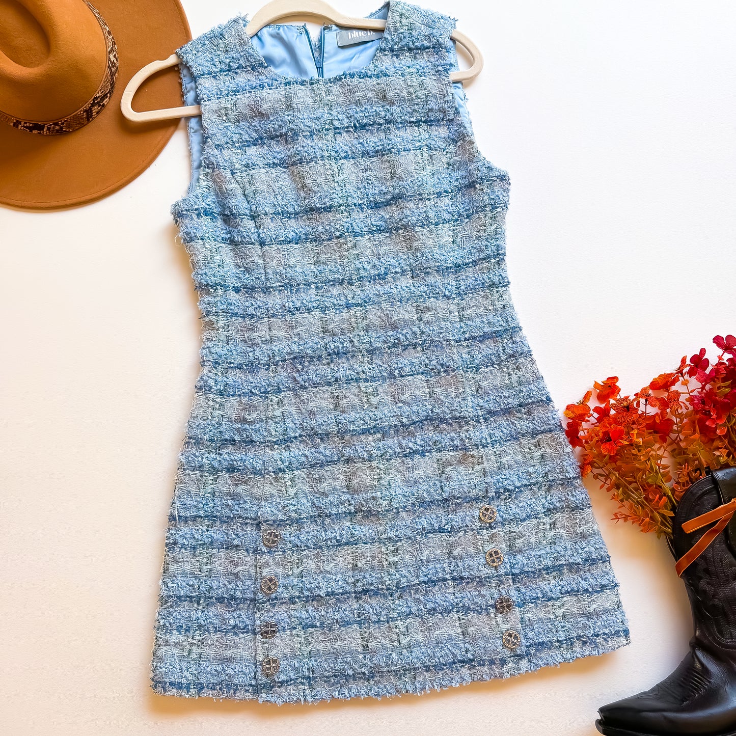Blue Checkered Mini Dress