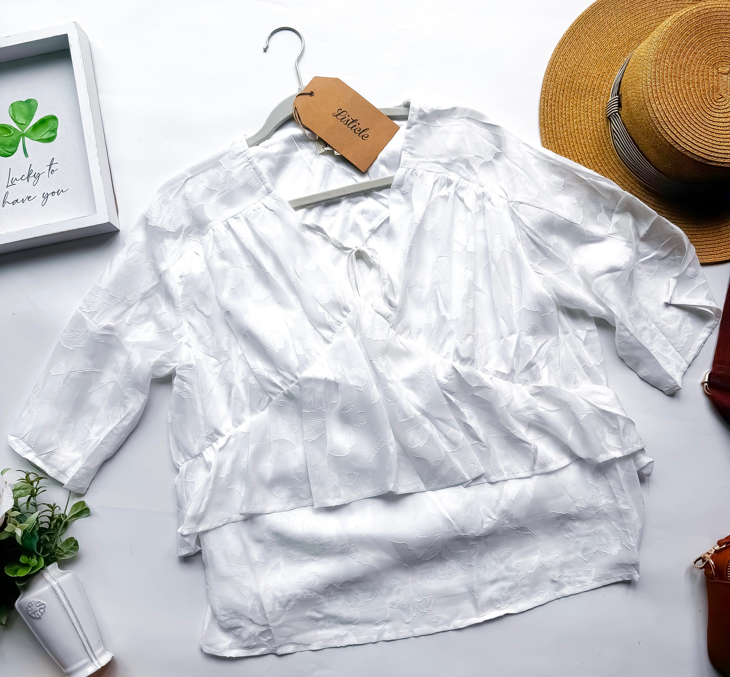 Listicle White Tie Sheer Top