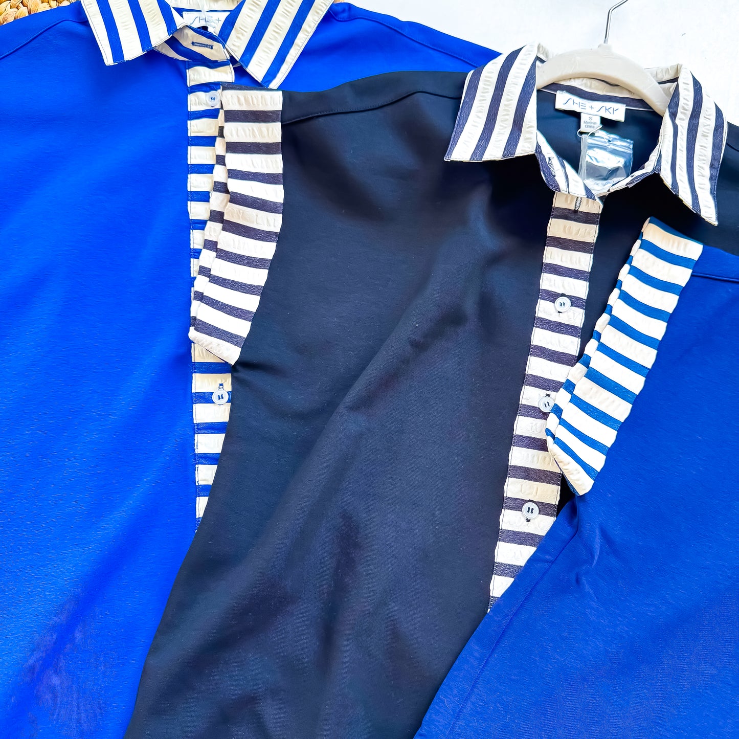 Drop Shoulder Contrast Cuff Shirt Mini Dress