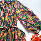 Black Colorful Floral Long Sleeve Puff Dress