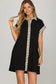 Drop Shoulder Contrast Cuff Shirt Mini Dress