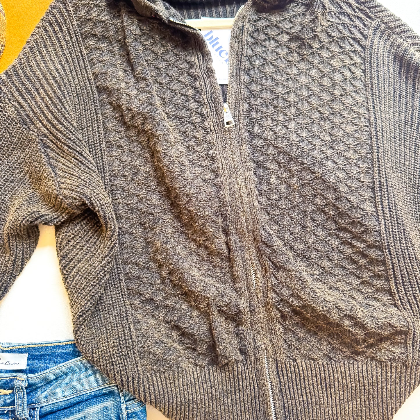 Mineral Wash Knit Zip Hoodie