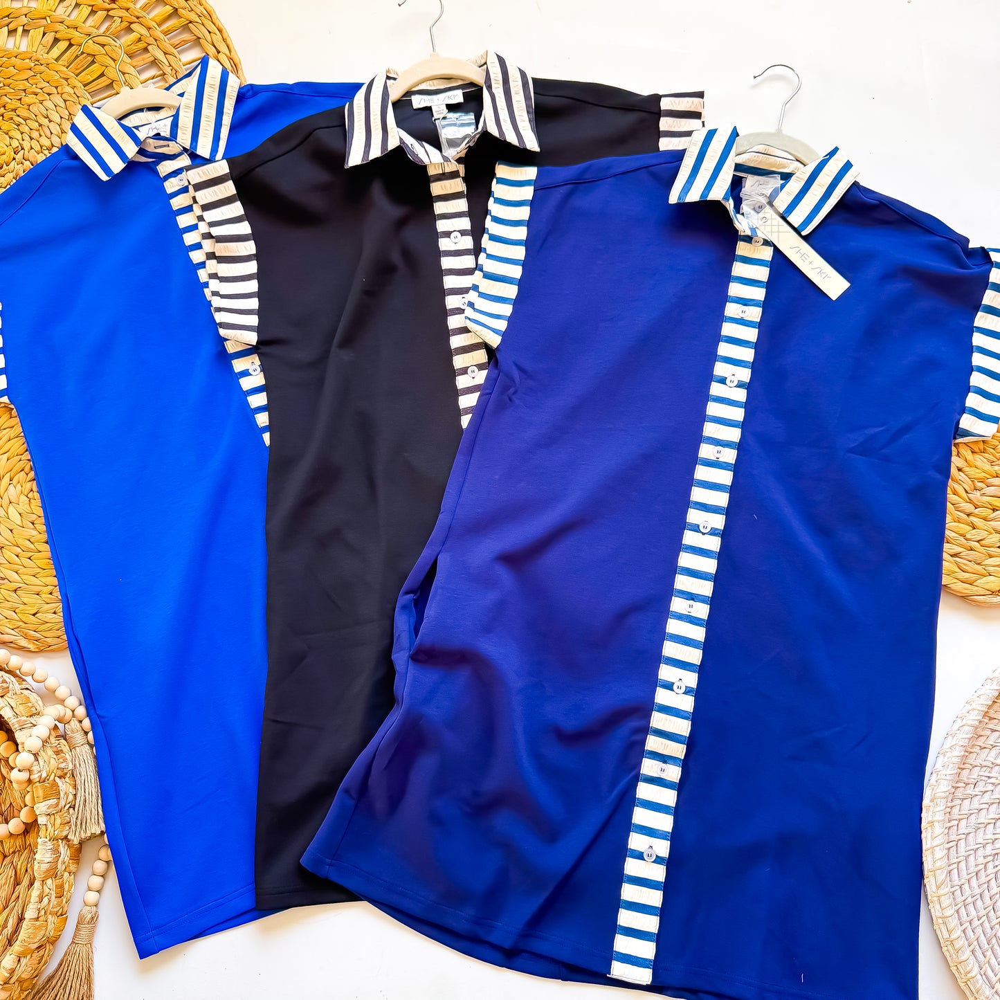 Drop Shoulder Contrast Cuff Shirt Mini Dress