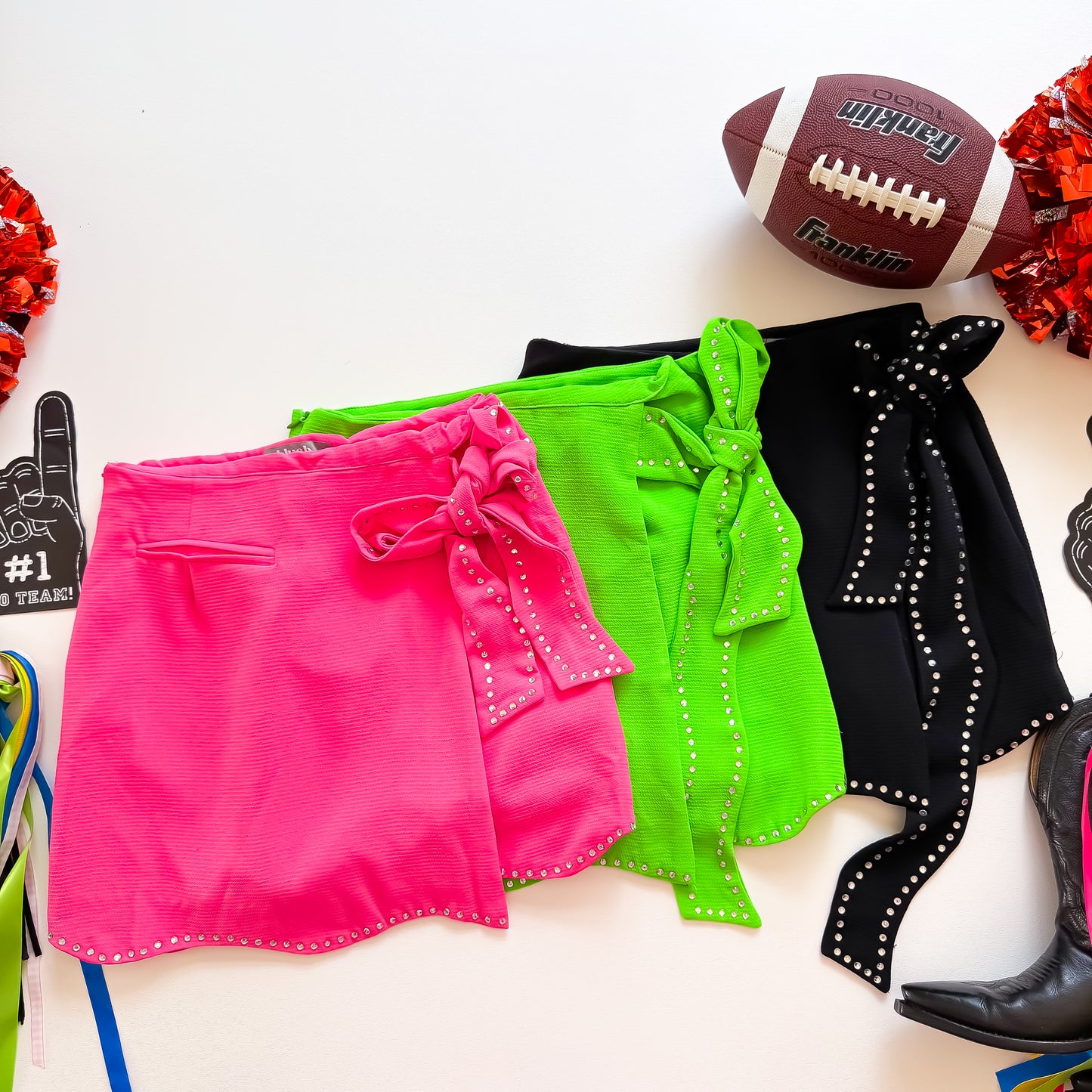 Game Day Glam Rhinestone Bow Skort