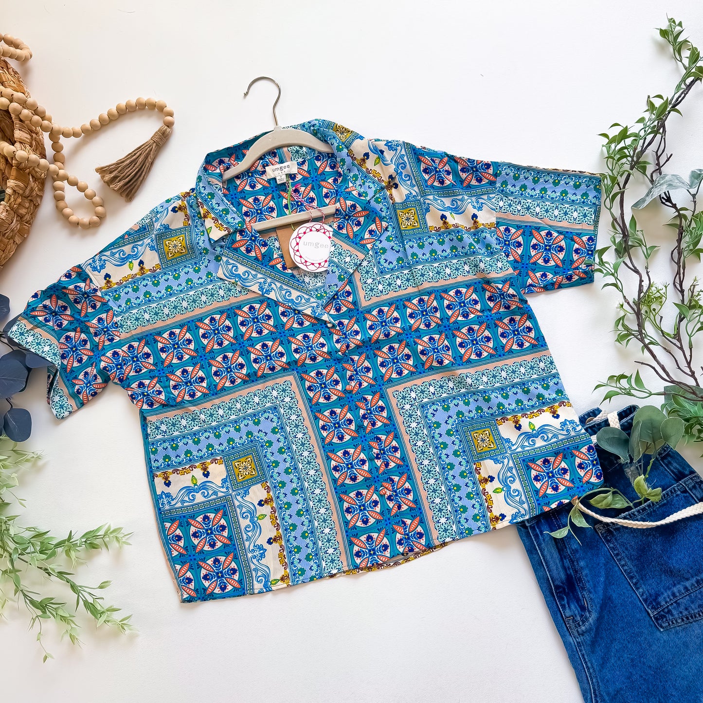 Boho Tapestry Button-Up Shirt