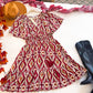 Berry Flutter Sleeve Tassel Print Mini Dress