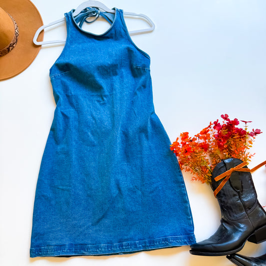 Blue B Open Back Denim Dress