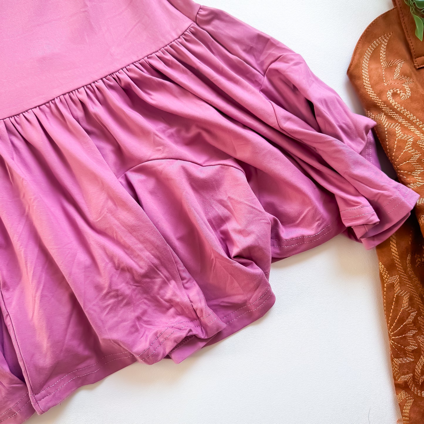 Sweet Ruffled Hem Mauve Dress