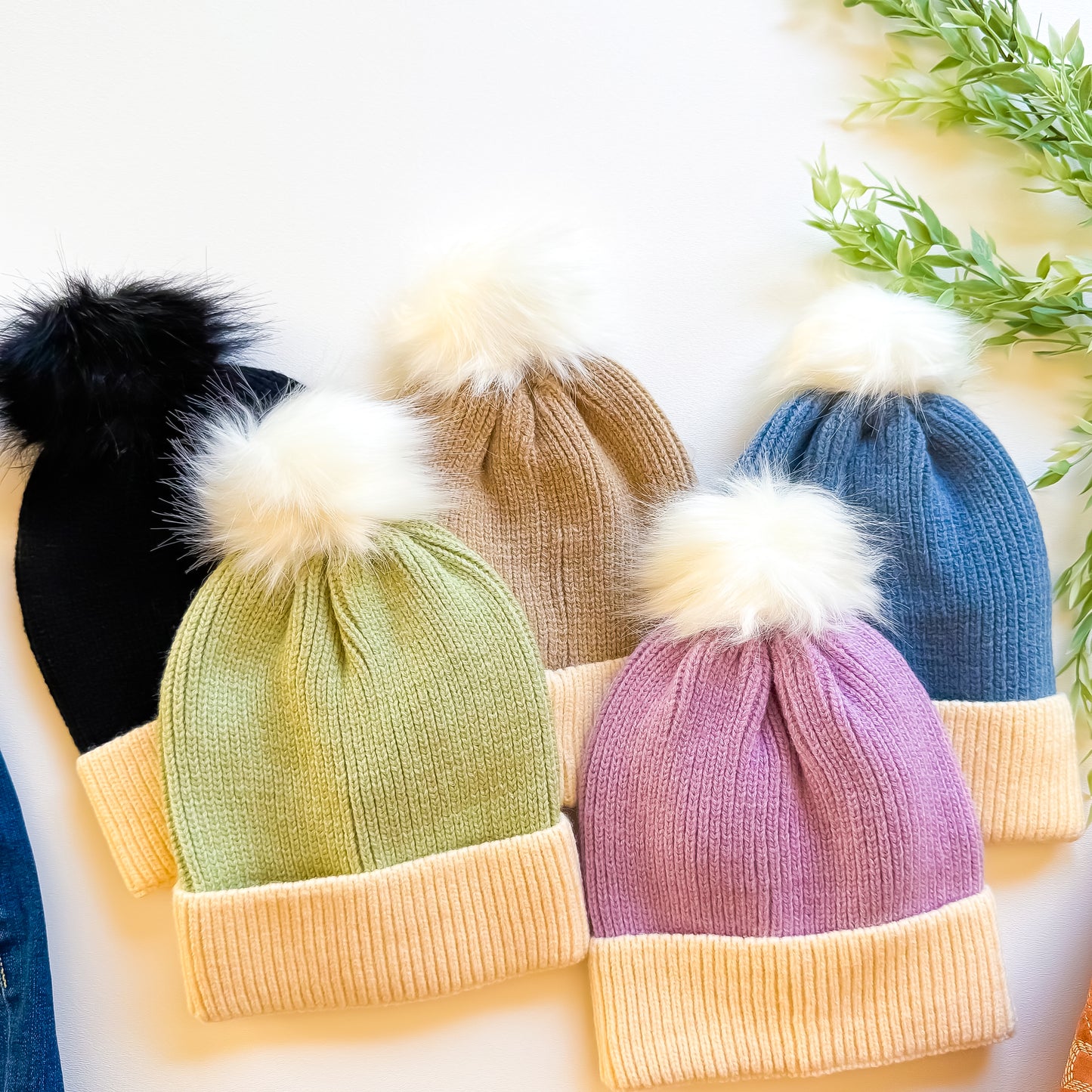 Cozy Cabin Cream Cuff Pom Beanie