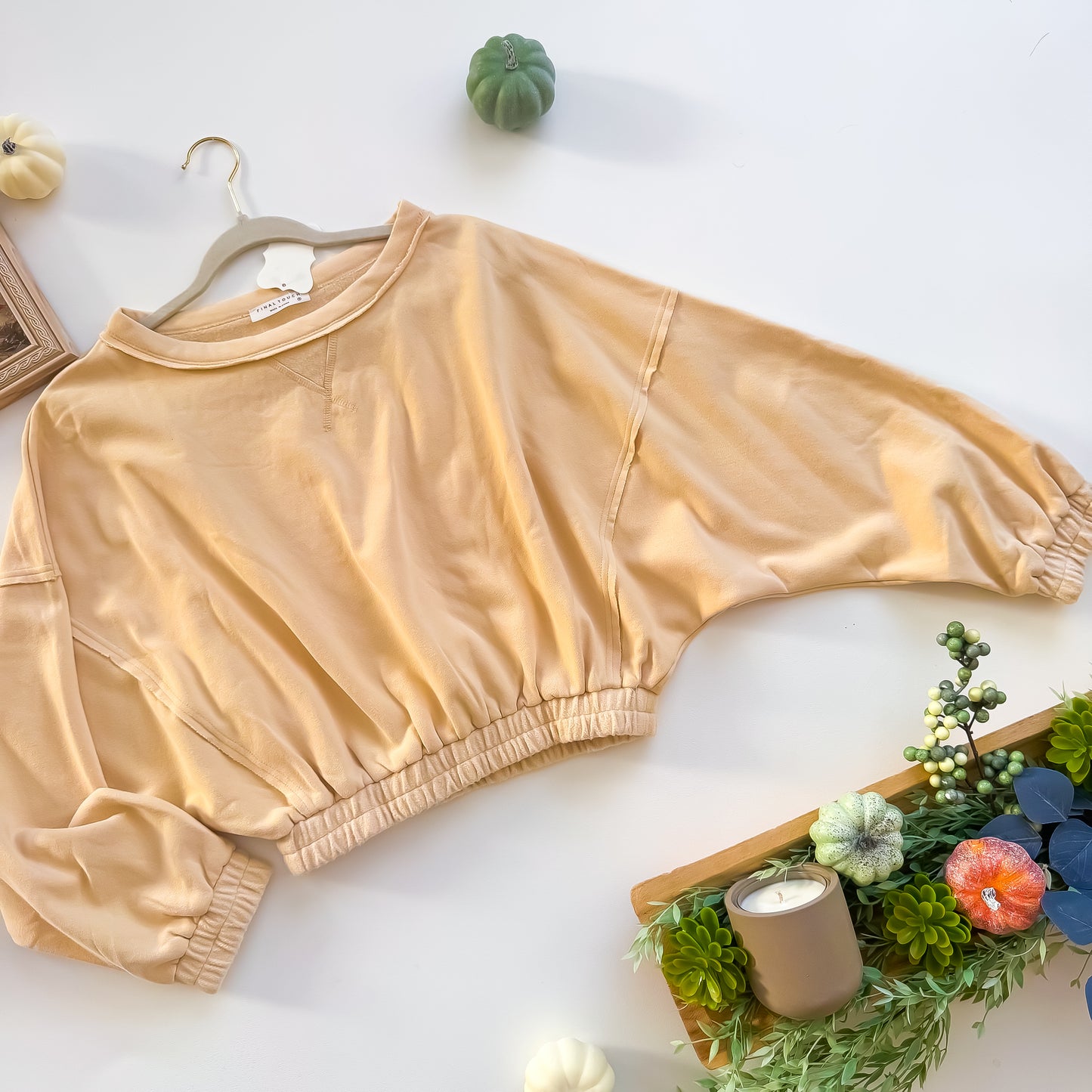 Leaves & Lattes Cropped Pullover