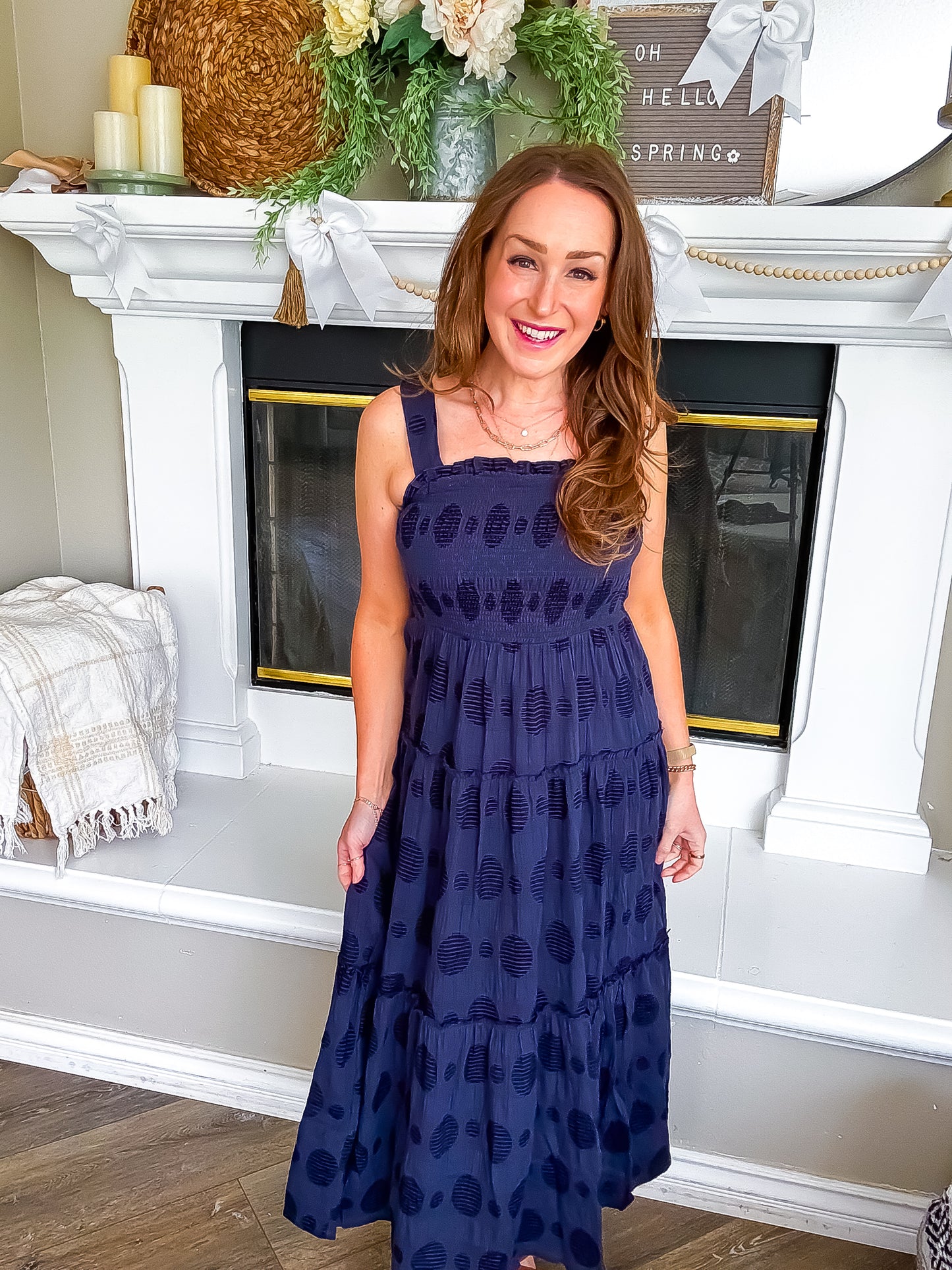 Pipper Navy Dot Maxi Dress