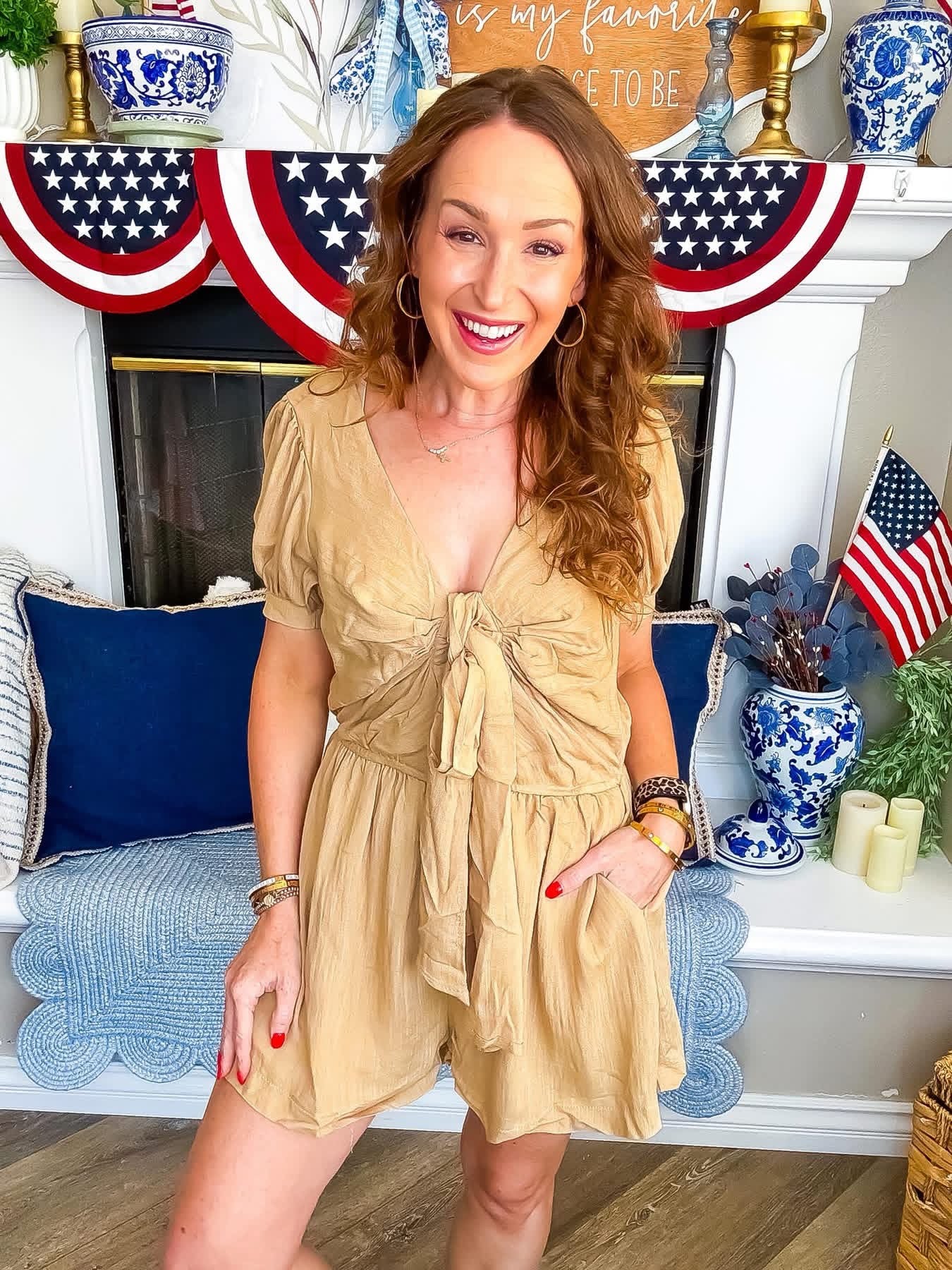 Golden Hour Tie-Front Romper by Mustard Seed