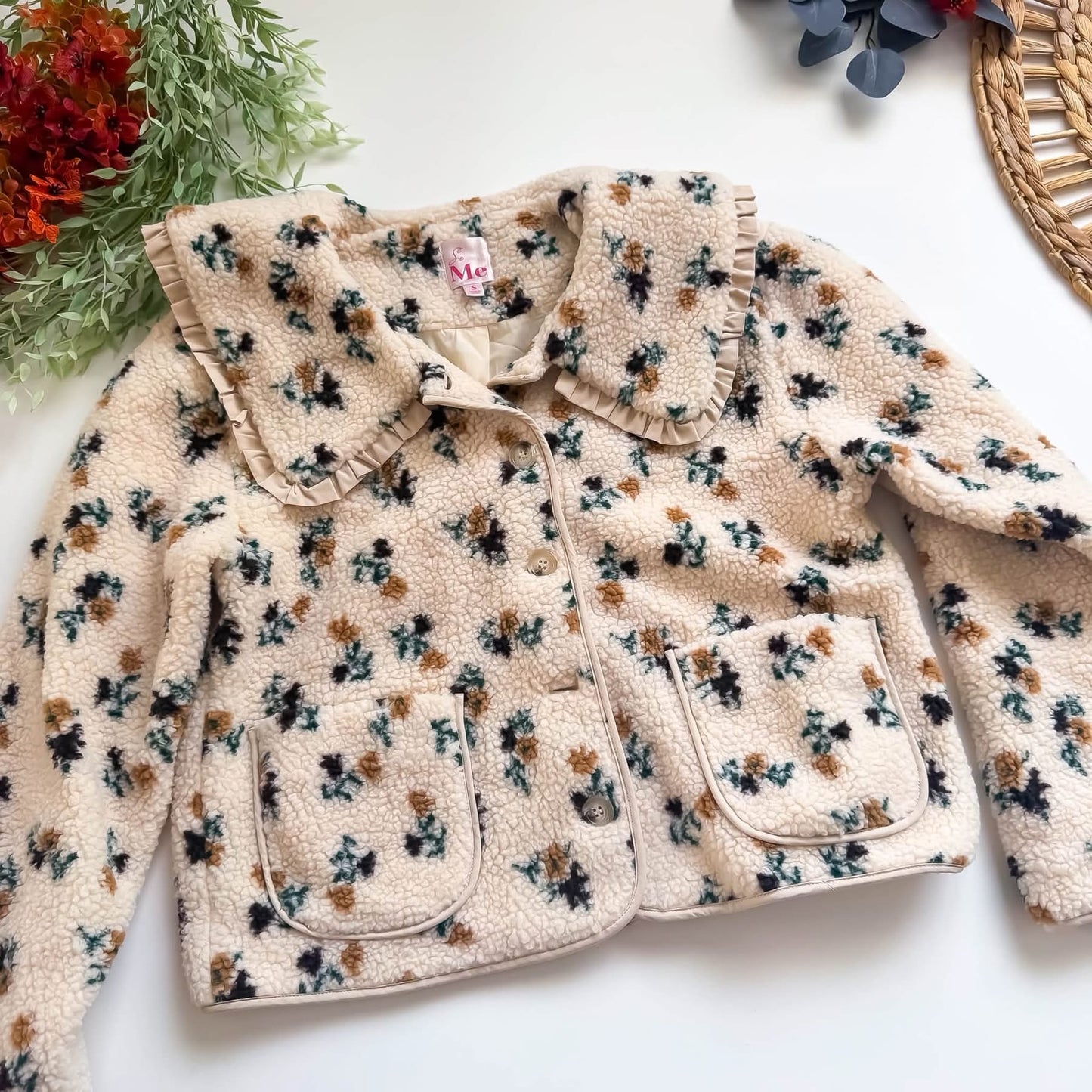 So Me/Bibi Floral Sherpa Jacket