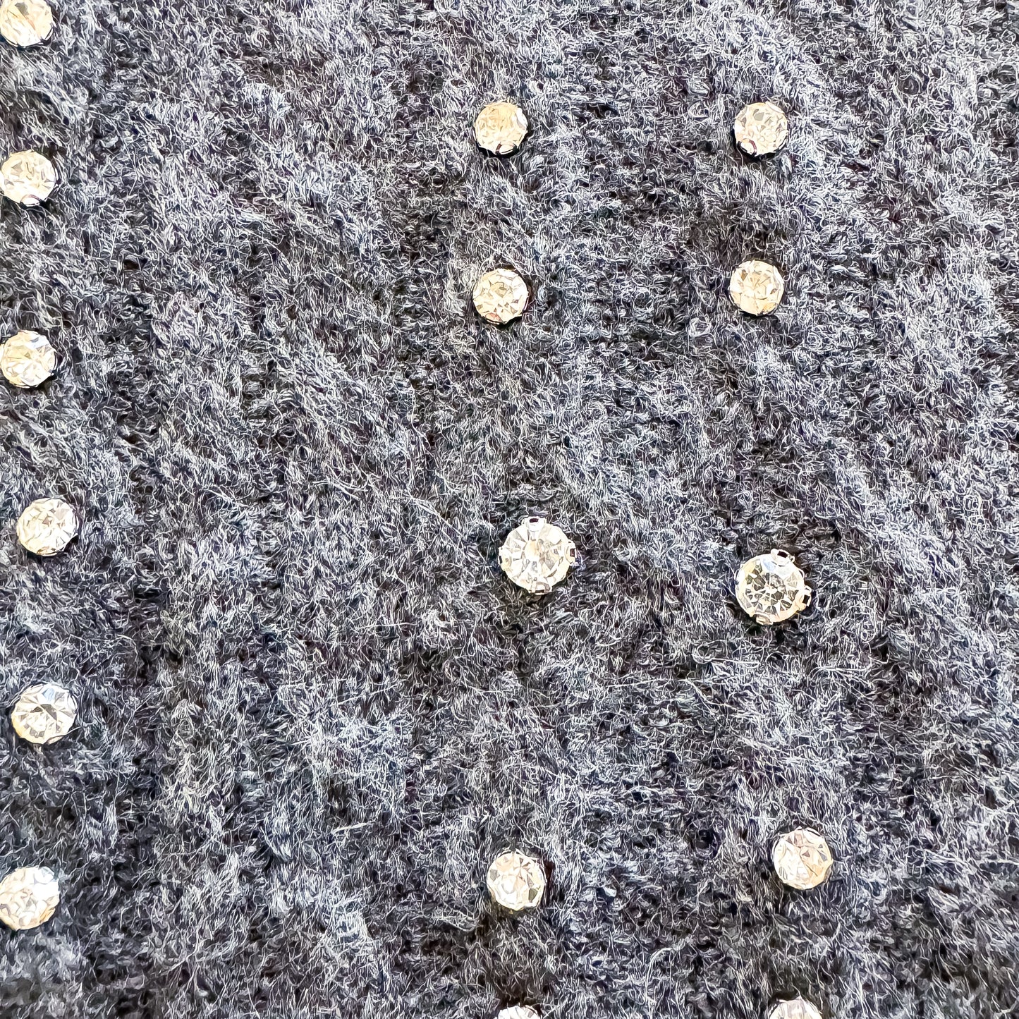 Charcoal Rhinestone Cable Knit Sweater Top