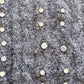 Charcoal Rhinestone Cable Knit Sweater Top
