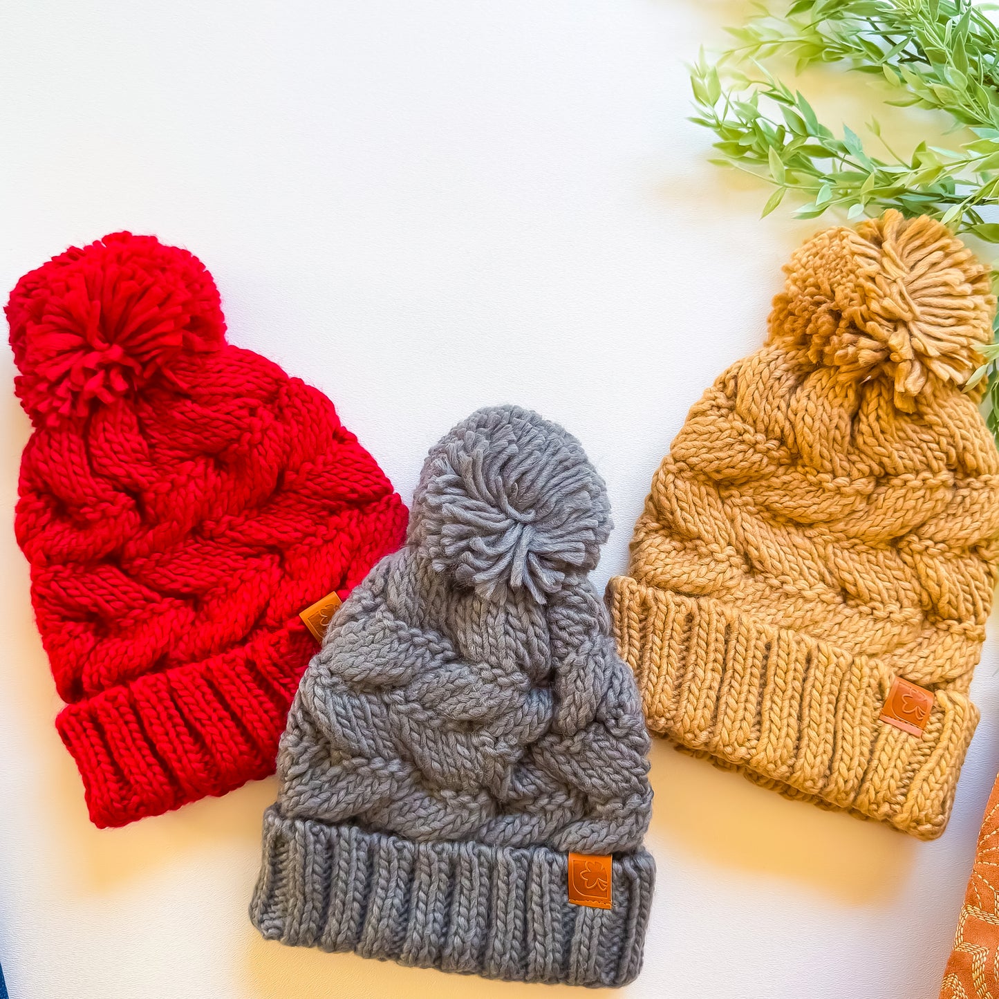 Fireside Chunky Cable Knit Pom Beanie