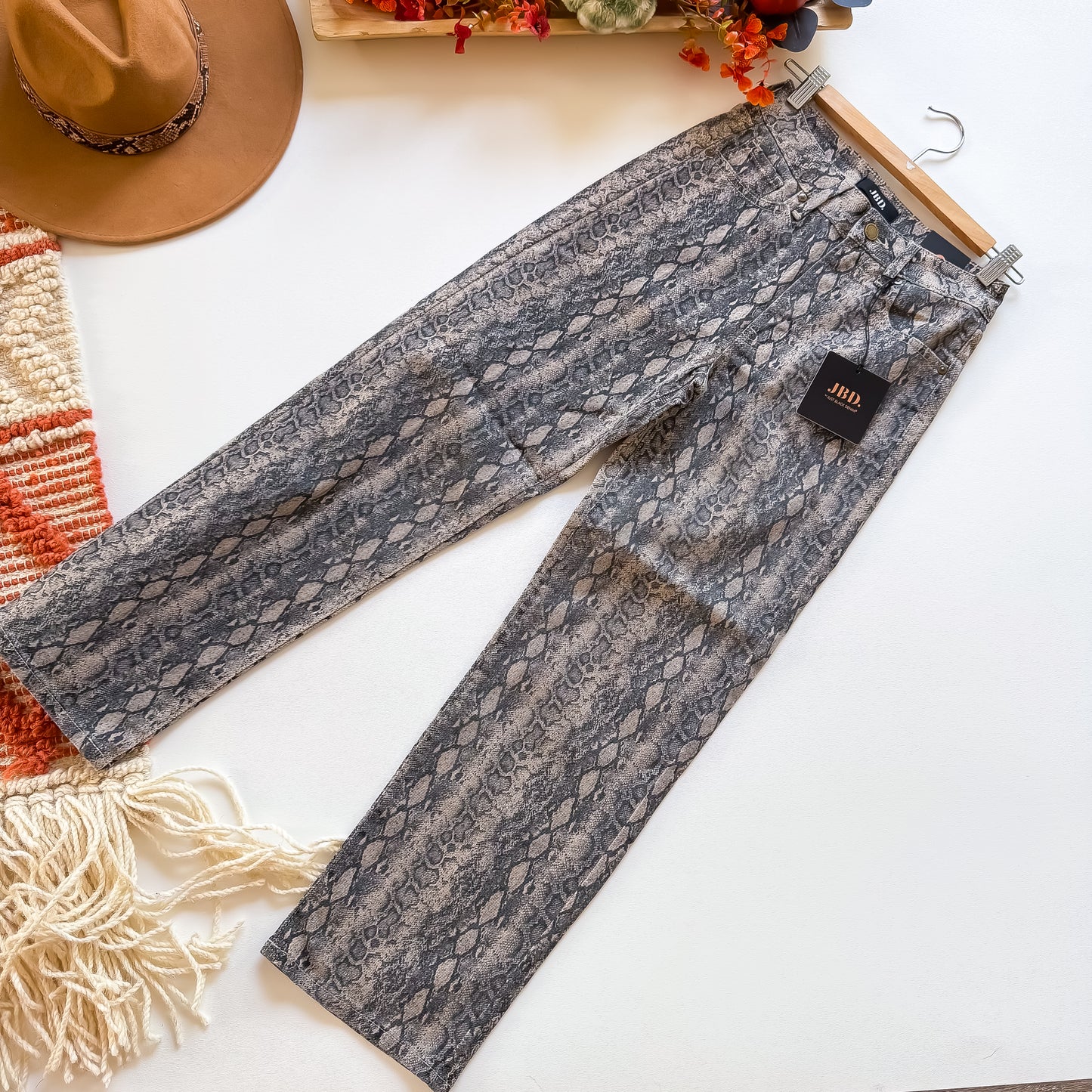 Vintage Black Python Print Denim | Just Black Denim