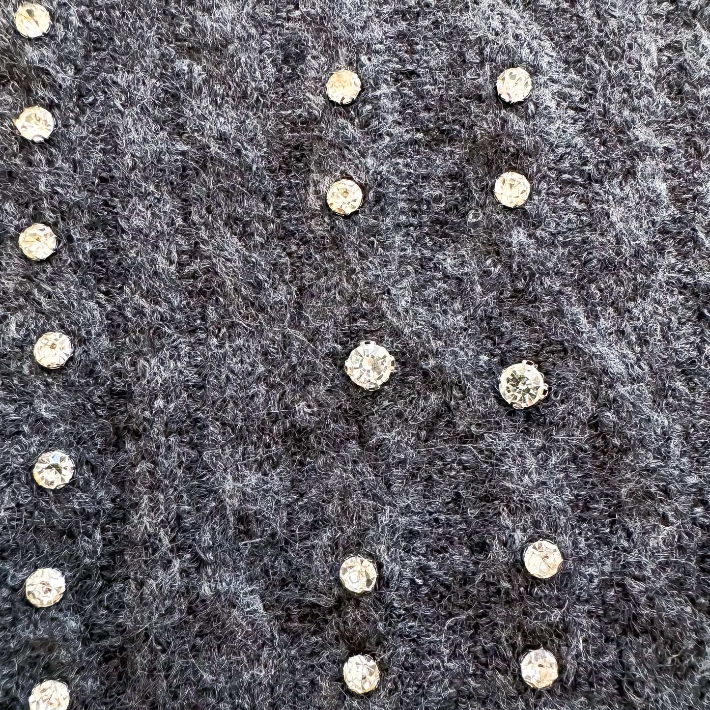 Charcoal Rhinestone Cable Knit Sweater Top