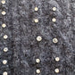 Charcoal Rhinestone Cable Knit Sweater Top