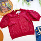 Wine Sequin Polo Sweater