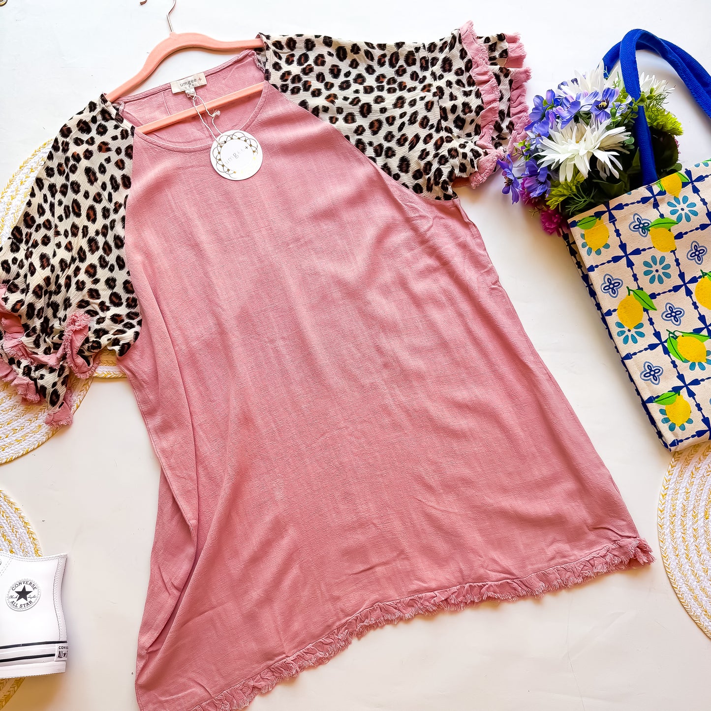 Plus Two Tone Pink and Leopard Dress