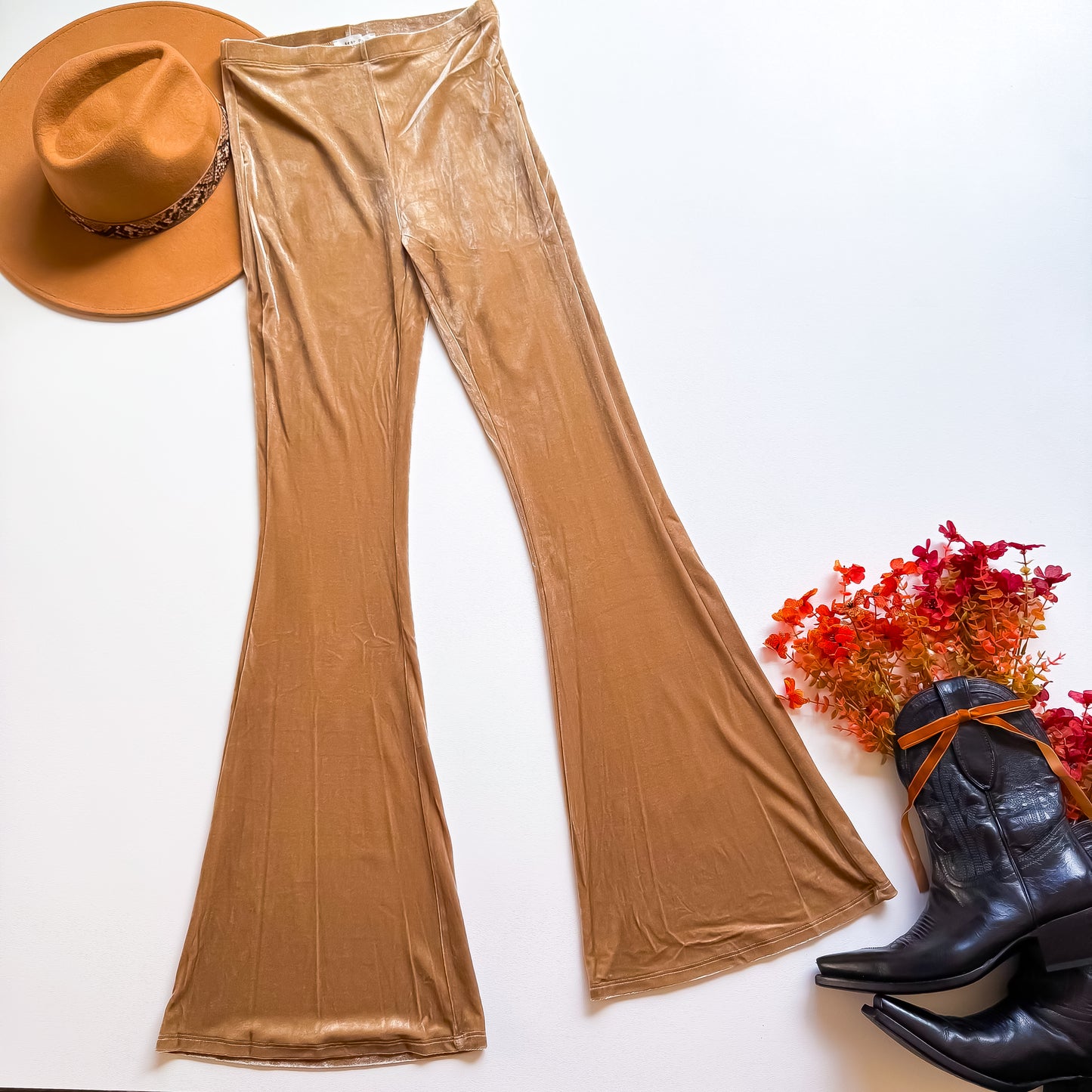 Tan Velvet Flares
