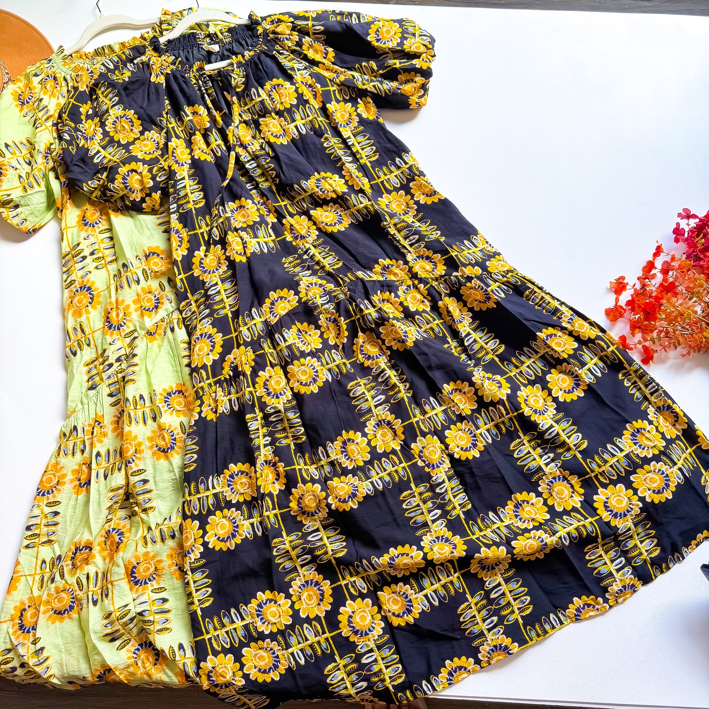 Black & Gold Floral Elegant Dresses