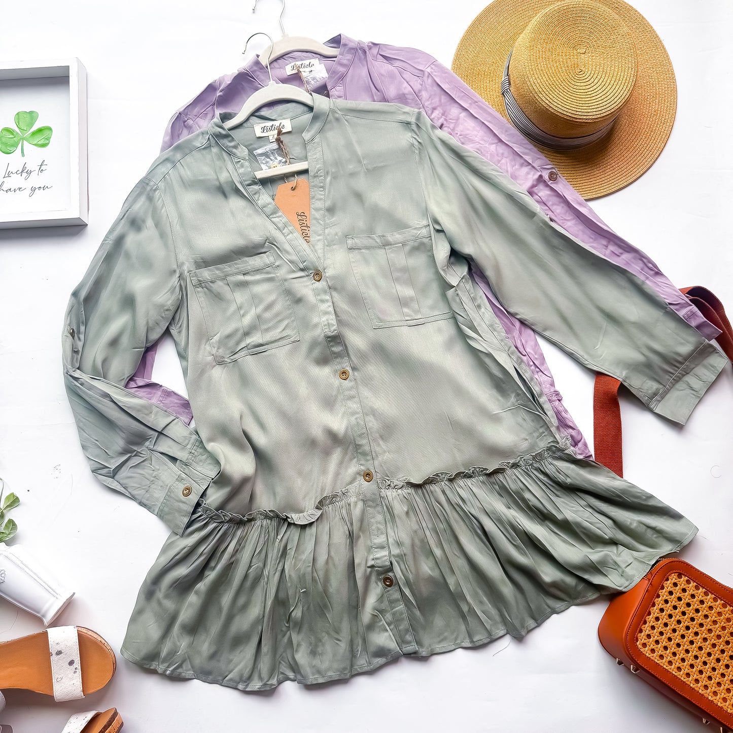 Listicle  Olive Green Button Up Dress