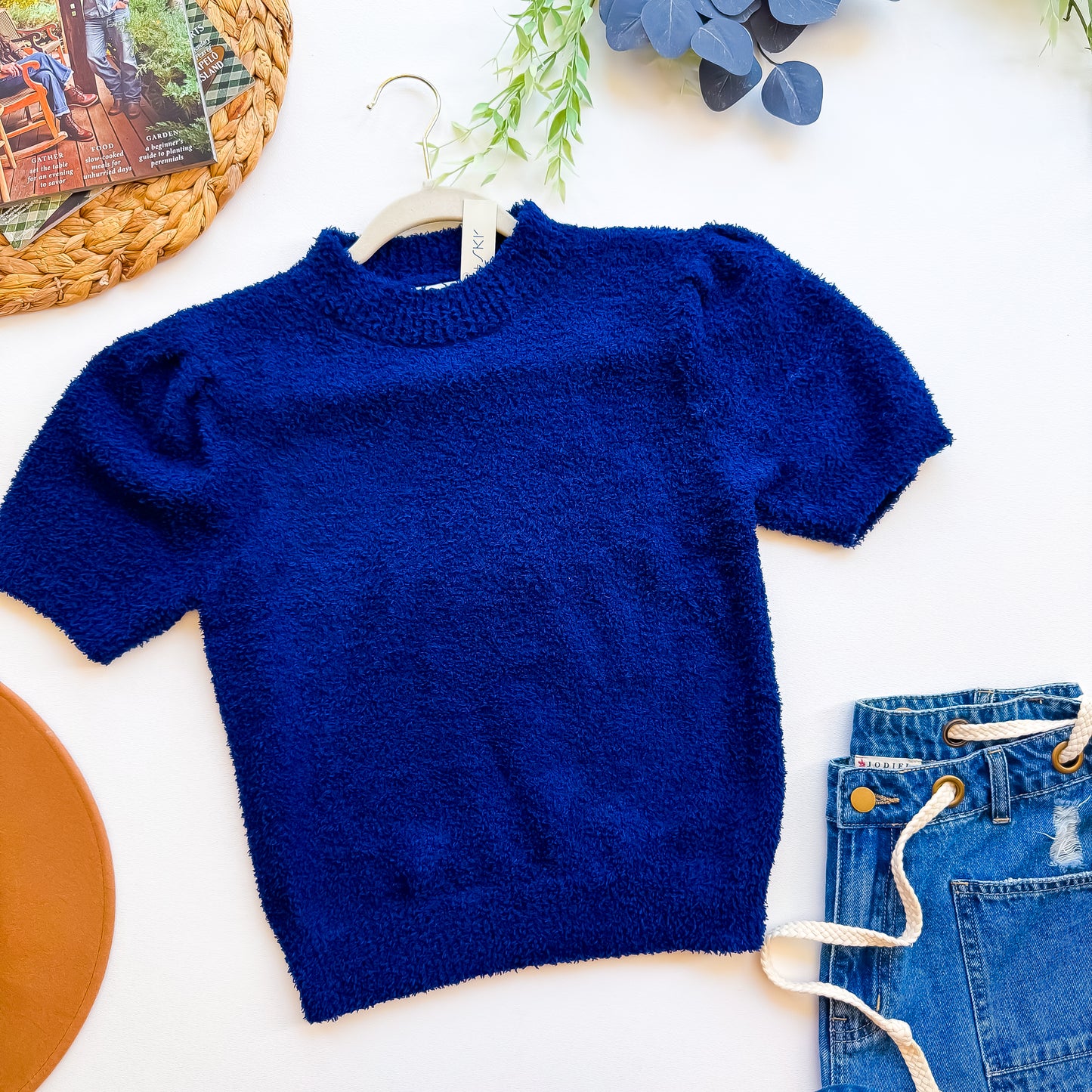 Navy Super Soft Puff Top