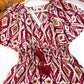 Berry Flutter Sleeve Tassel Print Mini Dress