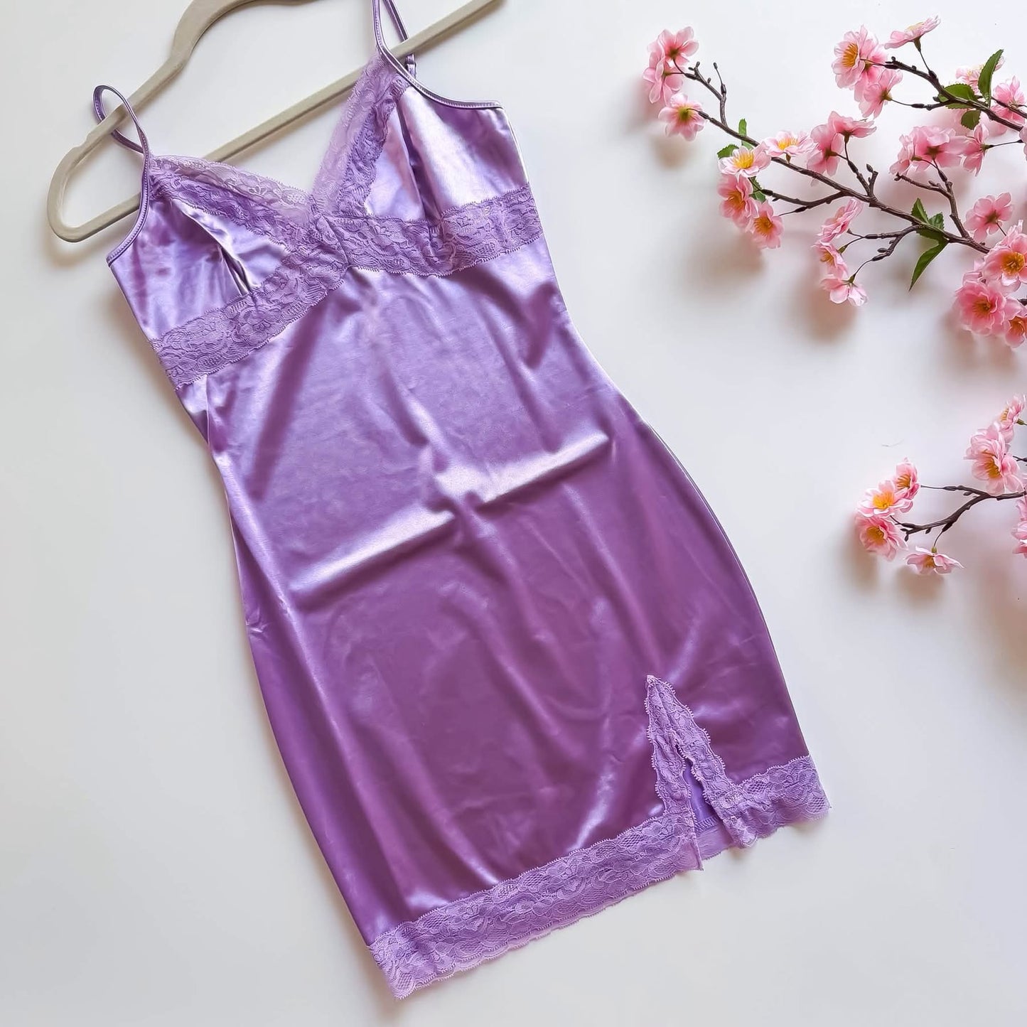 Luxe Purple Lace Camisole Dress