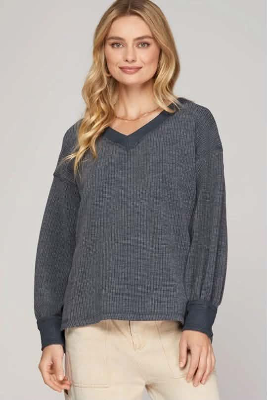 She and Sky Navy Long Sleeve