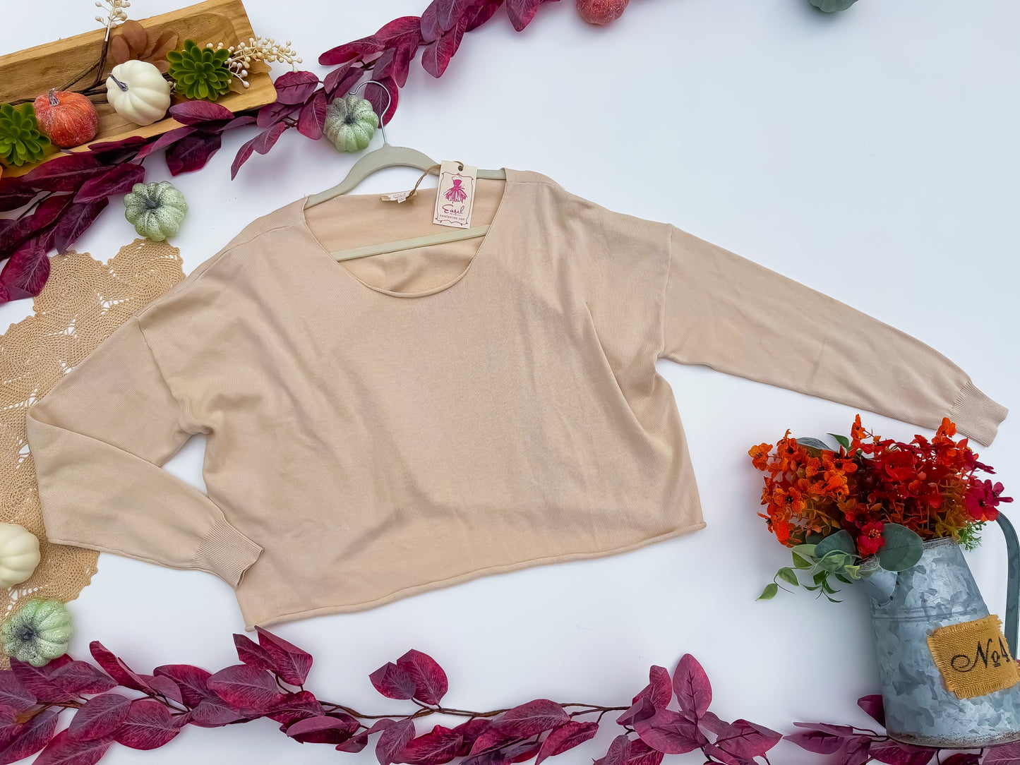 Oatmeal Latte Cropped Sweater by Easel