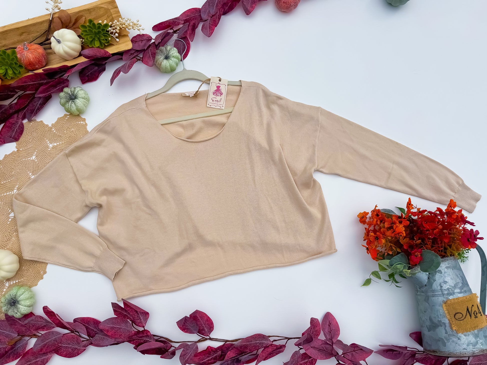 Oatmeal Latte Cropped Sweater by Easel