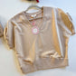 Oat Milk Cuffed V-Neck Sweatshirt Top