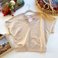 Oat Milk Cuffed V-Neck Sweatshirt Top