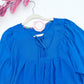 Bluebell Blooms Tie-Neck Babydoll Blouse