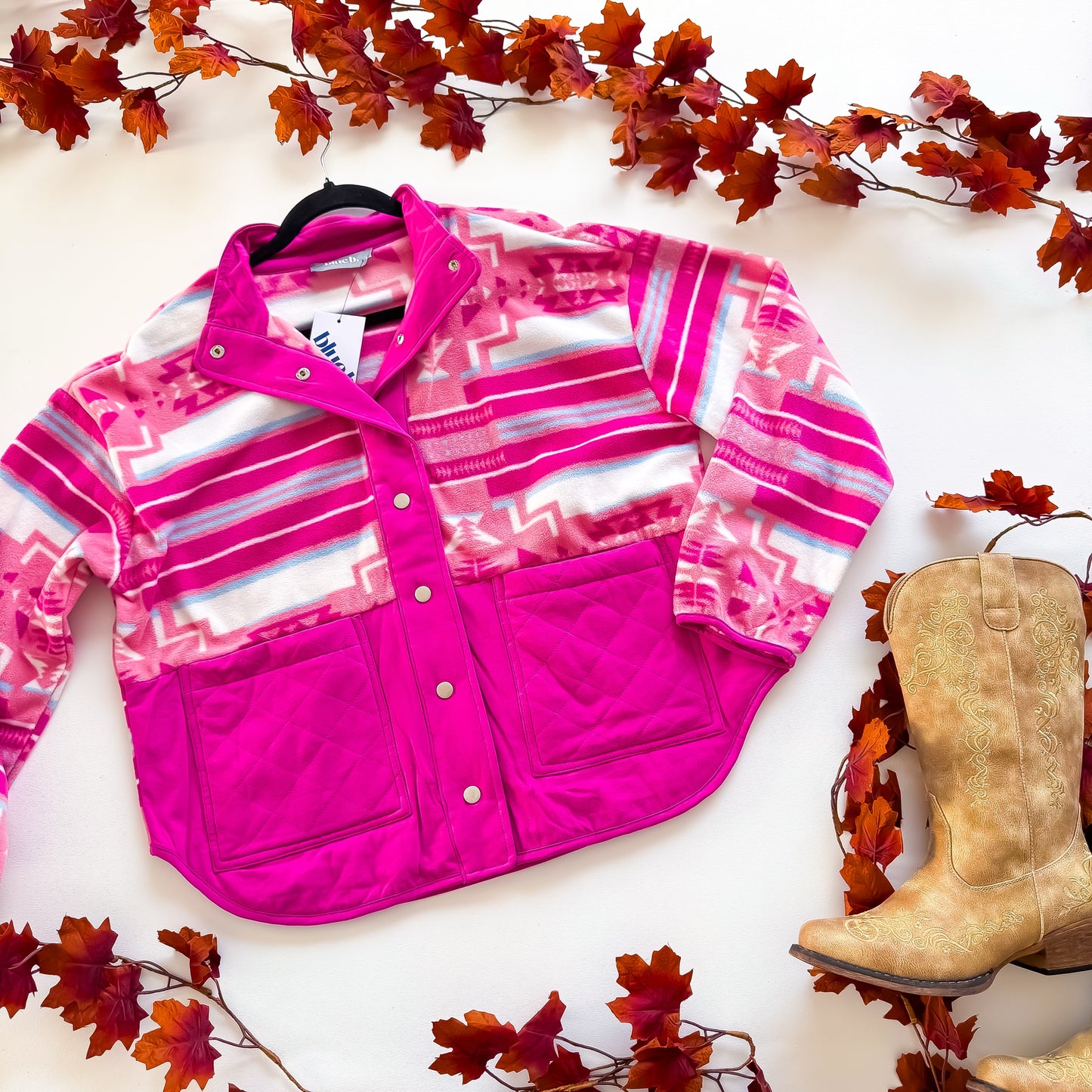 Pink Canyon Aztec Fleece Snap Jacket